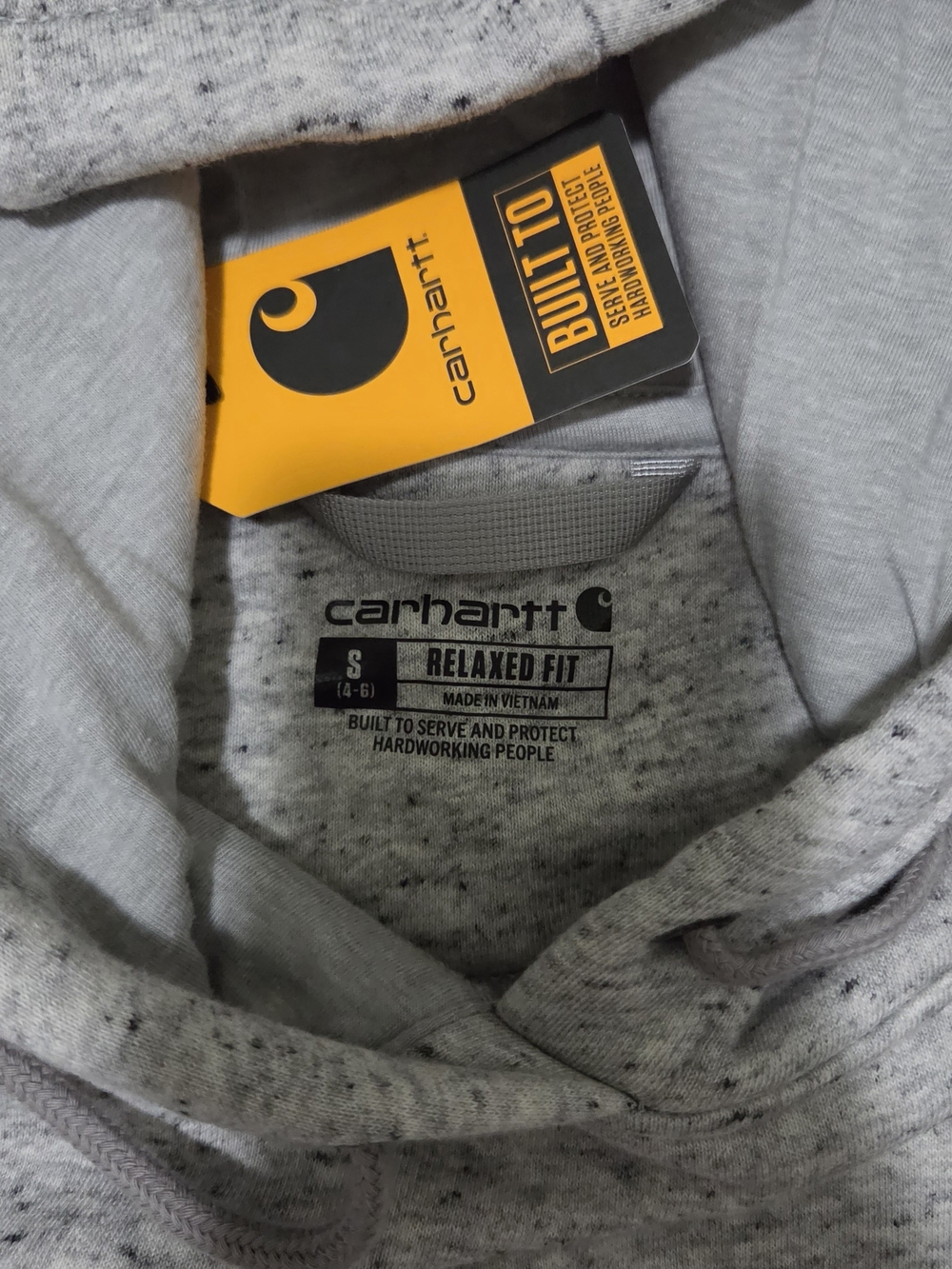 Carhartt Light Heather Gray Women's Hoodie with Logo Sleeve Detail - Picture 3 of 3